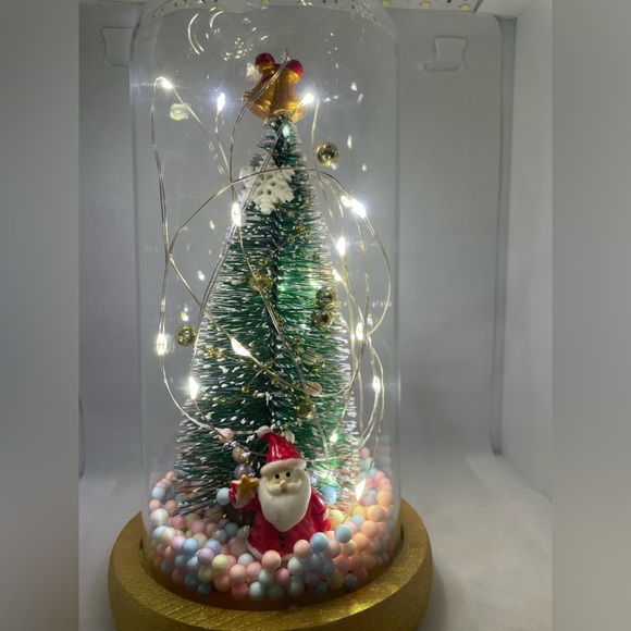 Christmas Tree Globe Lighted Battery Operated 8 Inch Holiday Santa Snowballs - Picture 10 of 17